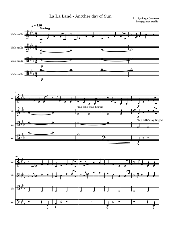 La La Land - Another Day of Sun (general score + individual parts)
